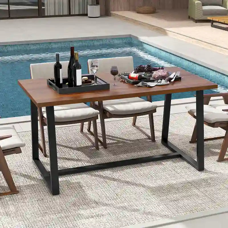 63 Grande table à manger pour 4 à 6 personnes avec métal robuste - Voir les détails
