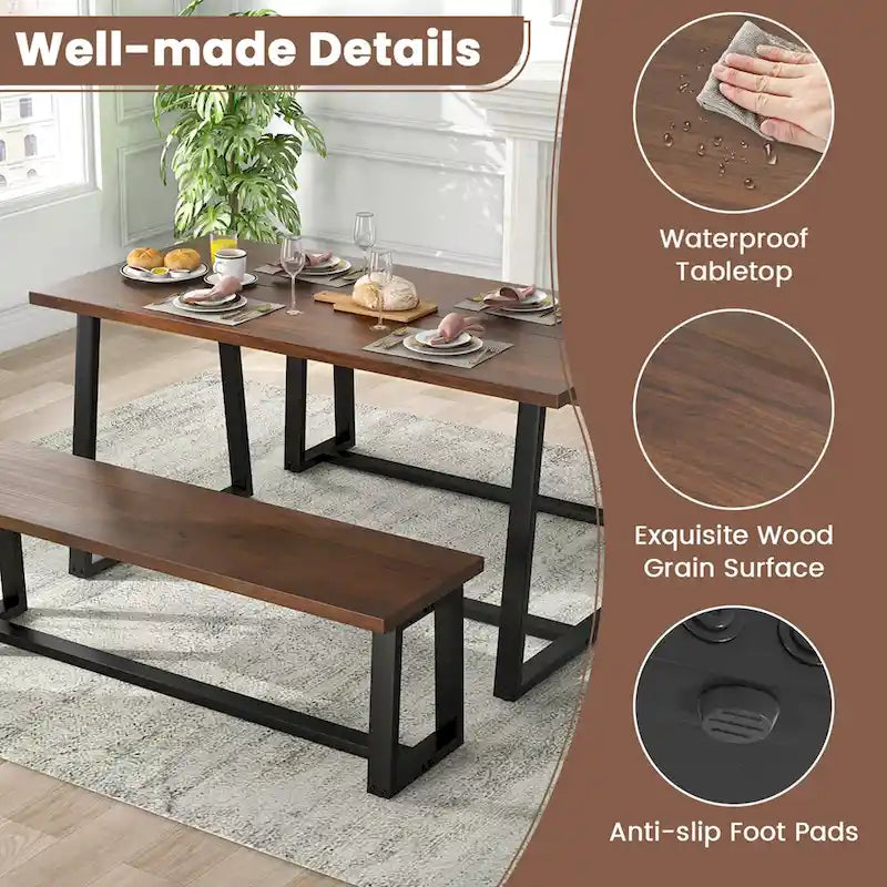 63 Grande table à manger pour 4 à 6 personnes avec métal robuste - Voir les détails