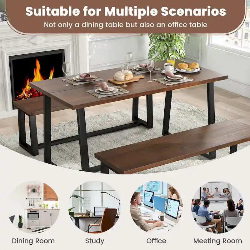63 Grande table à manger pour 4 à 6 personnes avec métal robuste - Voir les détails