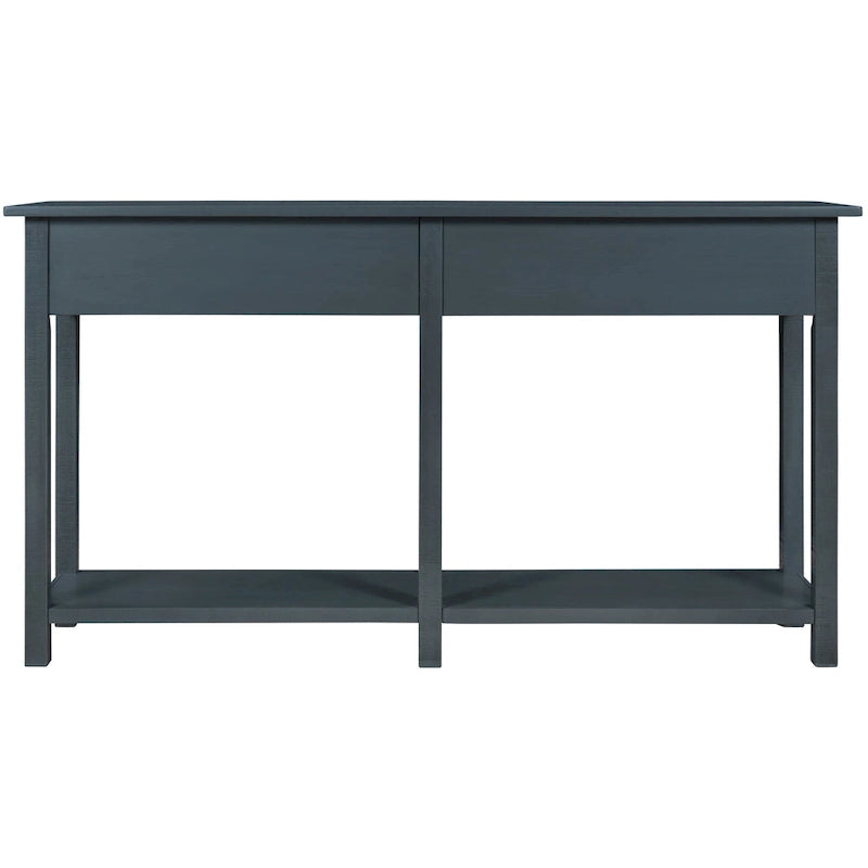 Console d'entrée antique bleu marine avec tiroir et étagère