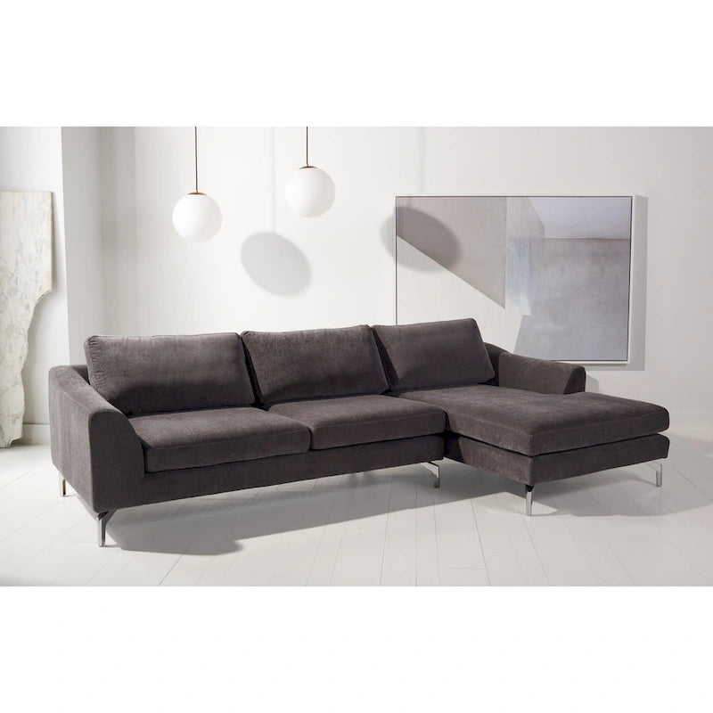 Canapé en velours gris anthracite
