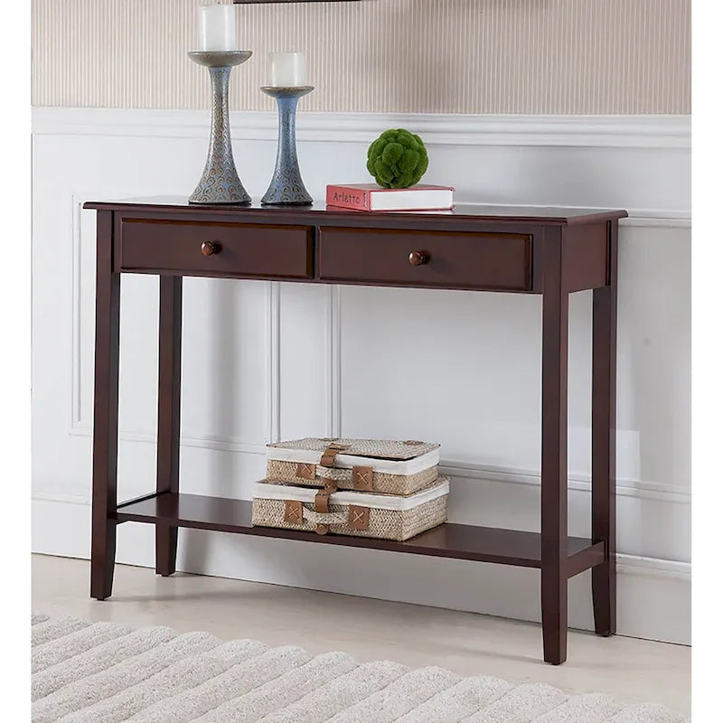 Console en bois avec 2 tiroirs