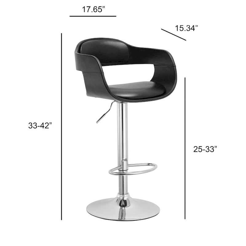 Tabouret de bar pivotant et réglable en bois et métal, style Mid-Century Modern, de couleur marron