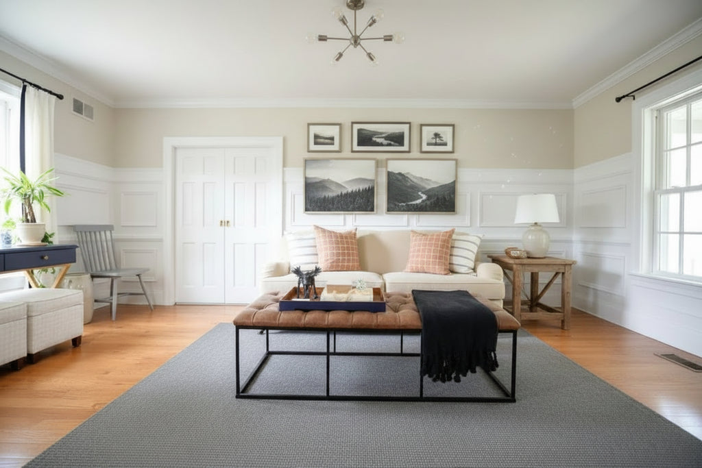 HomePop Draper Light Brown Button-tufted Ottoman