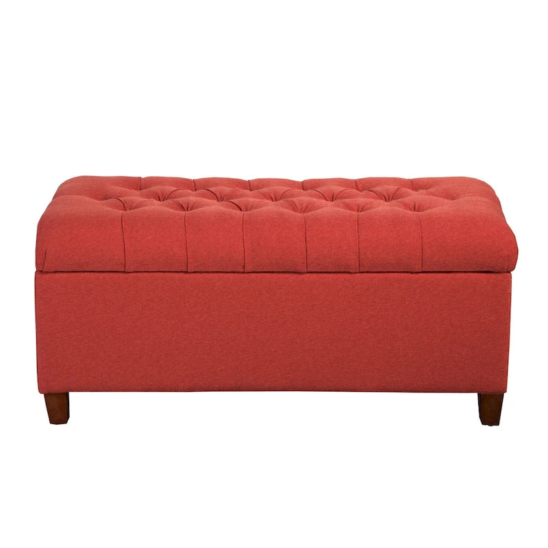 Banc de rangement canné capitonné couleur canneberge