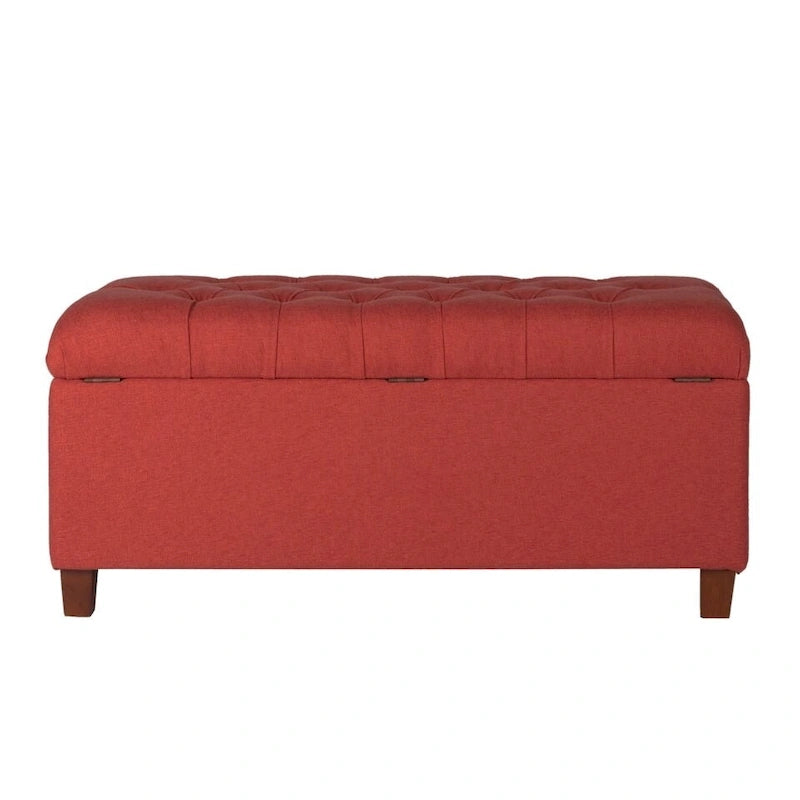 Banc de rangement canné capitonné couleur canneberge