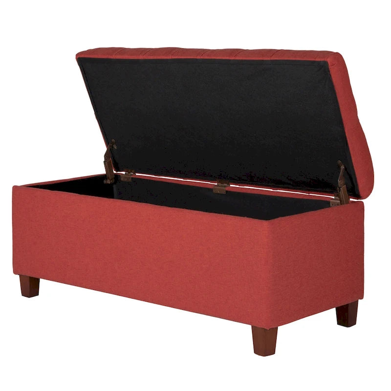 Banc de rangement canné capitonné couleur canneberge