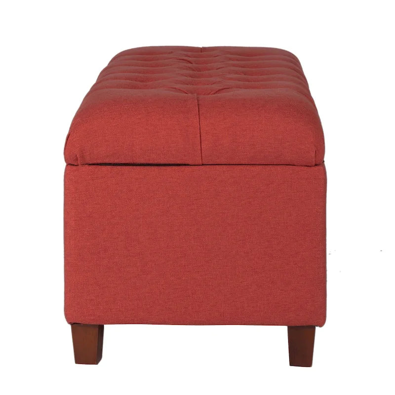 Banc de rangement canné capitonné couleur canneberge