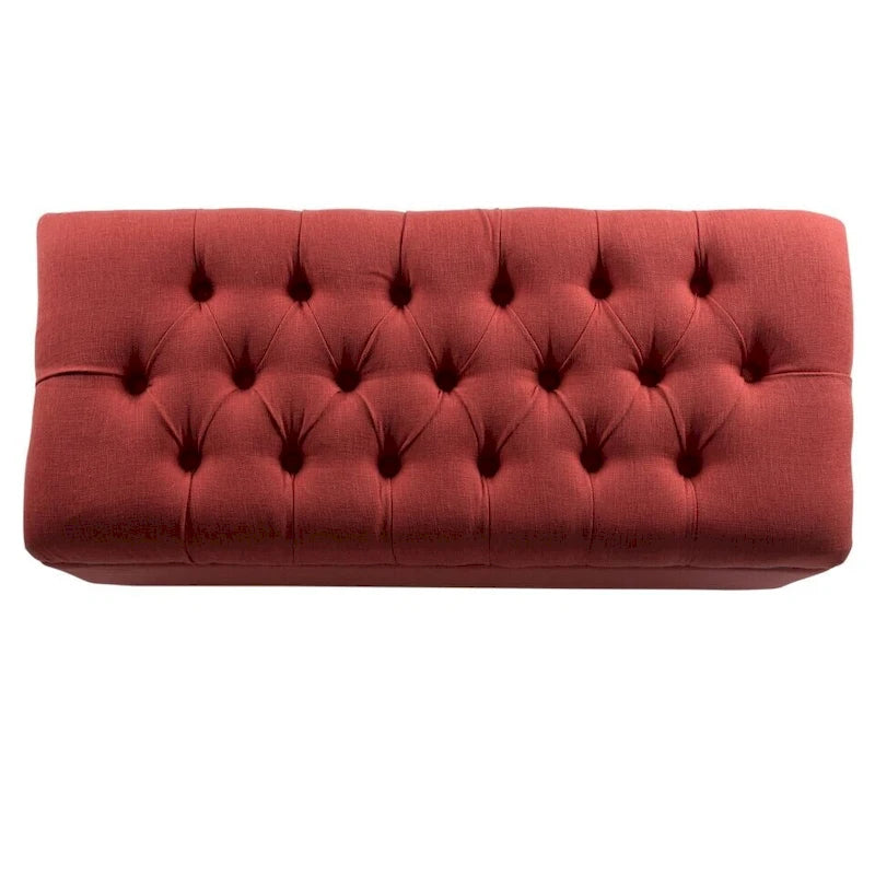 Banc de rangement canné capitonné couleur canneberge