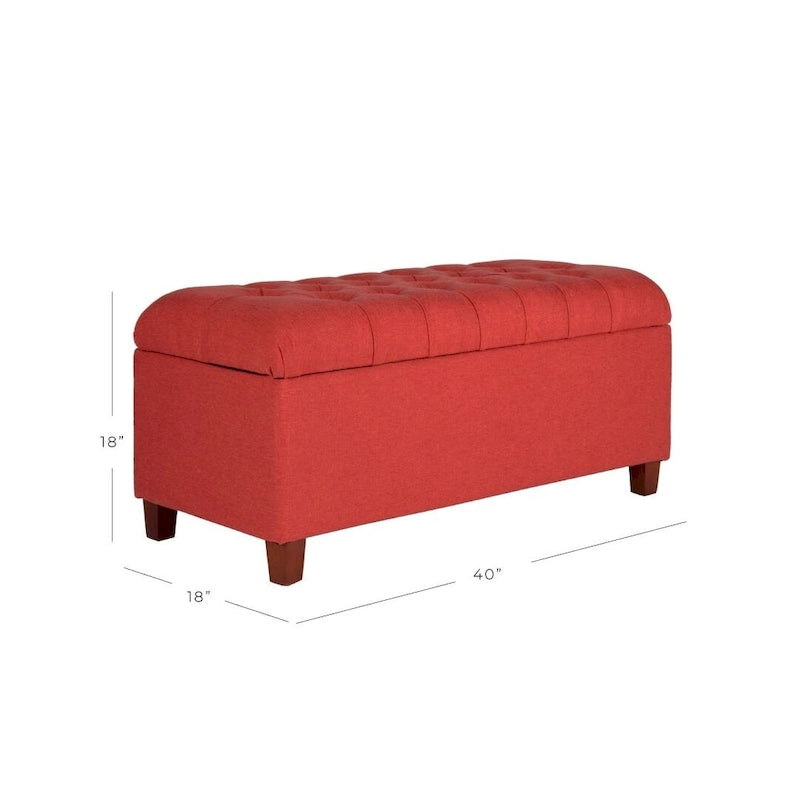 Banc de rangement canné capitonné couleur canneberge