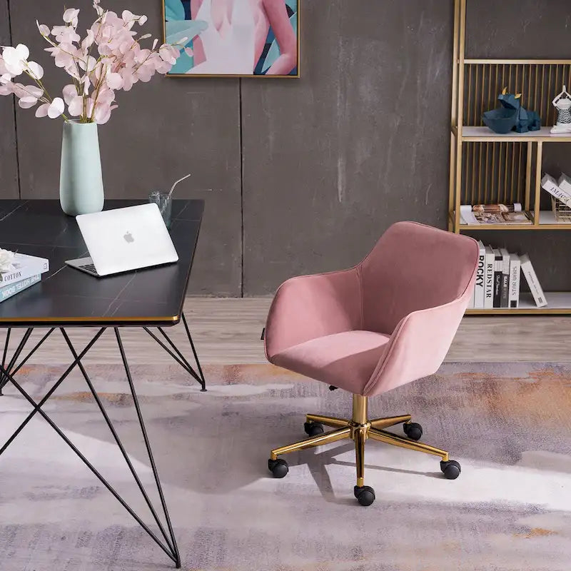 Chaise de bureau à domicile avec pieds en métal doré