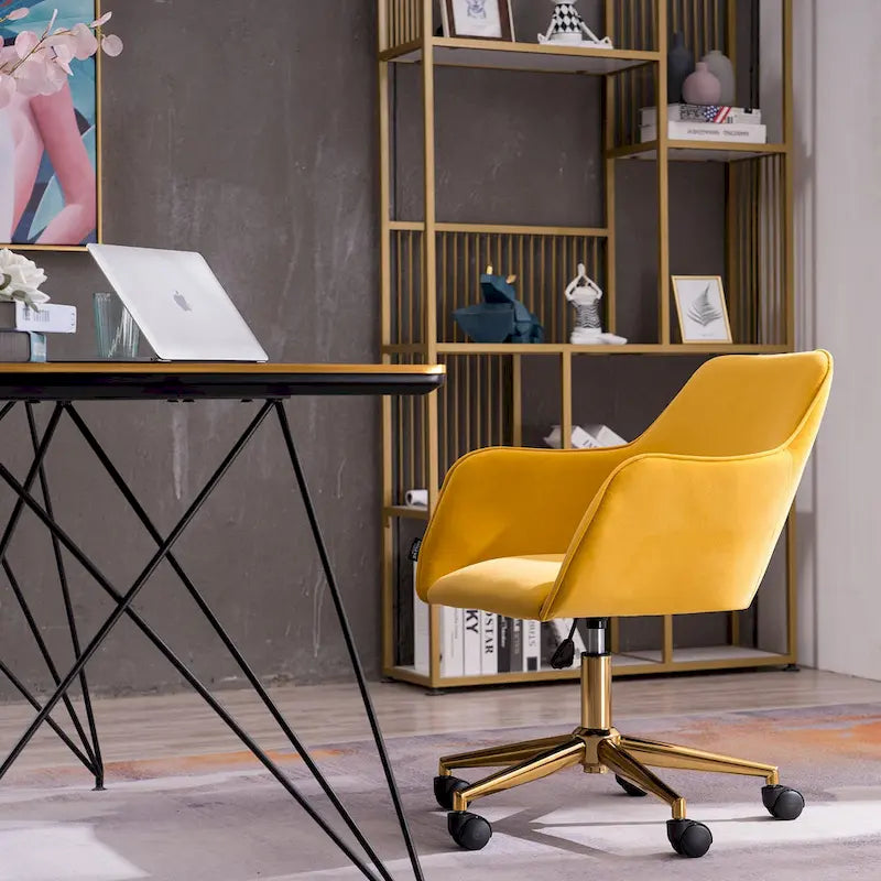 Chaise de bureau à domicile avec pieds en métal doré