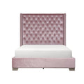 Newell Pink Velvet Upholstered Tufted Panel Bed