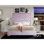 Matelas capitonné en velours rose