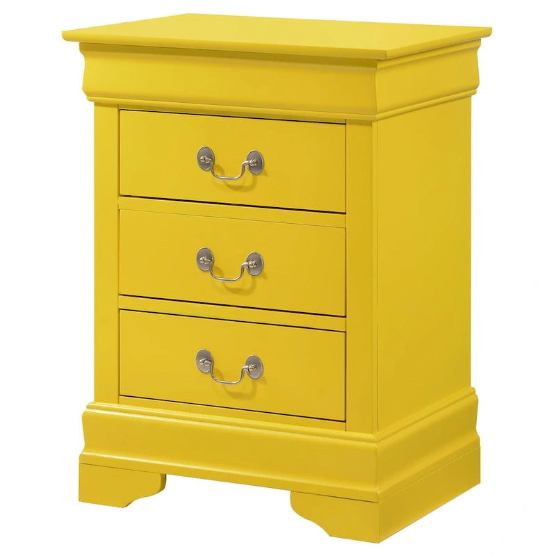 Table de chevet 3 tiroirs Louis Philippe (74 cm H x 53 cm L x 41 cm P)