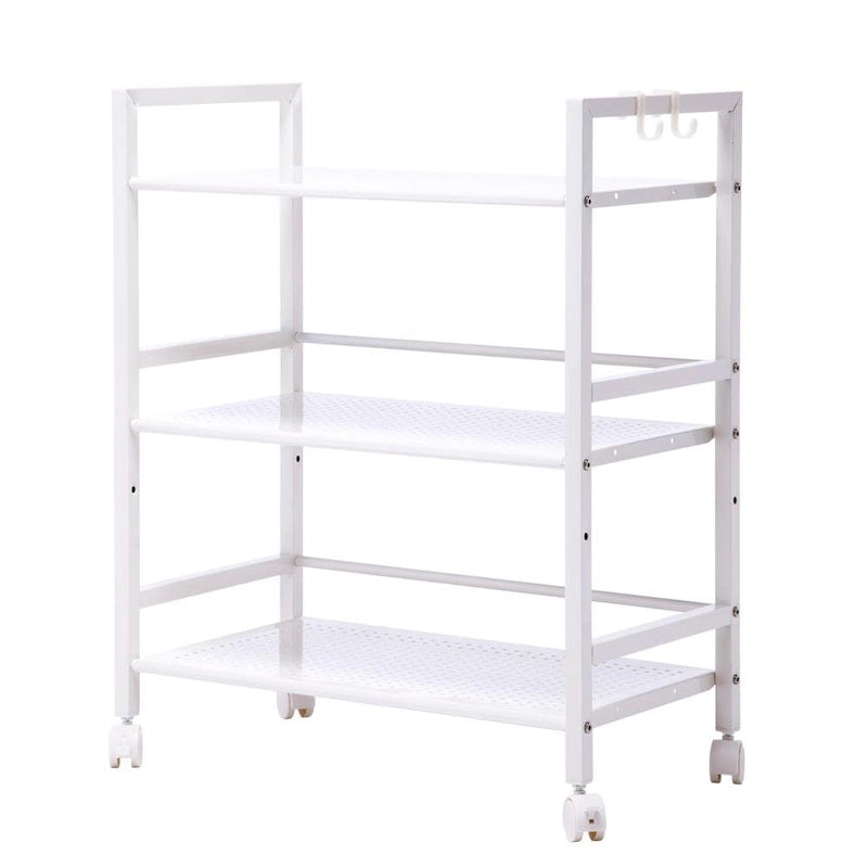Chariot de rangement multi-usage à roulettes à 3 niveaux pour cuisine et salle de bain avec étagères élargies