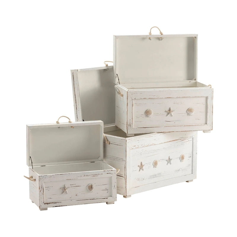 Ensemble de trois malles "Bord de mer" - 28,5x17x19,5, 24,5x14x14,75, 20,75x10,75x11,25
