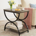 Table d'appoint rectangulaire de 23 pouces avec 2 niveaux et cadre métallique élégant pour chambre à coucher, table de chevet, table de canapé
