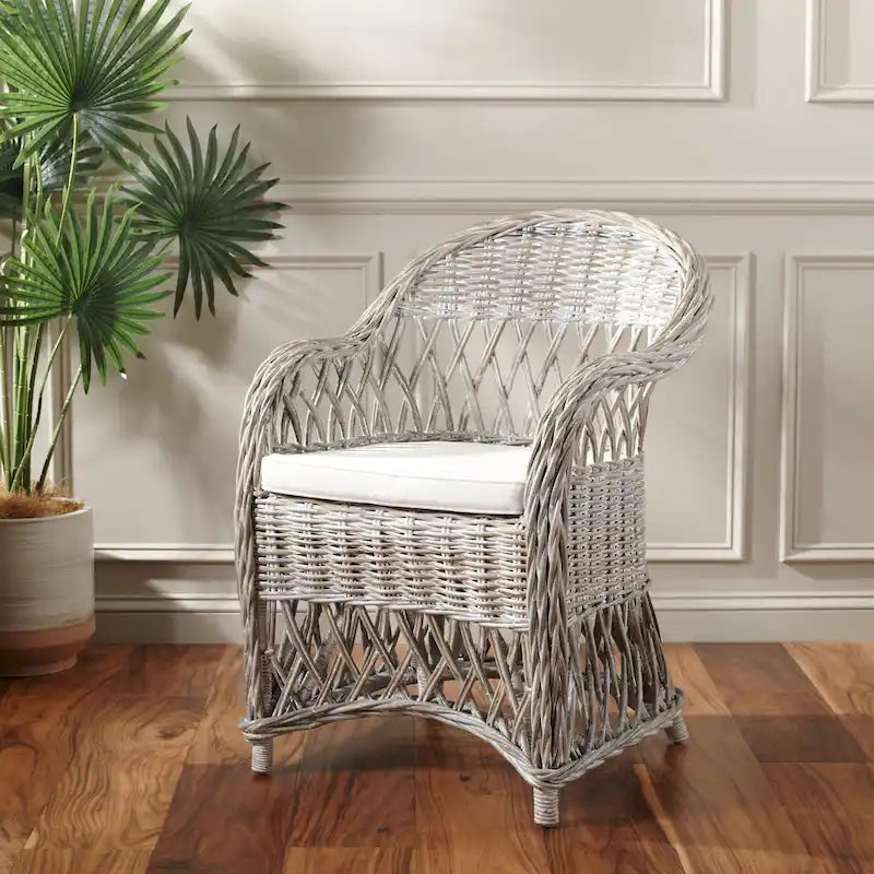 Fauteuil club en rotin naturel – 25.5 x 26.5 x 35.5 – 26Lx27Px36H