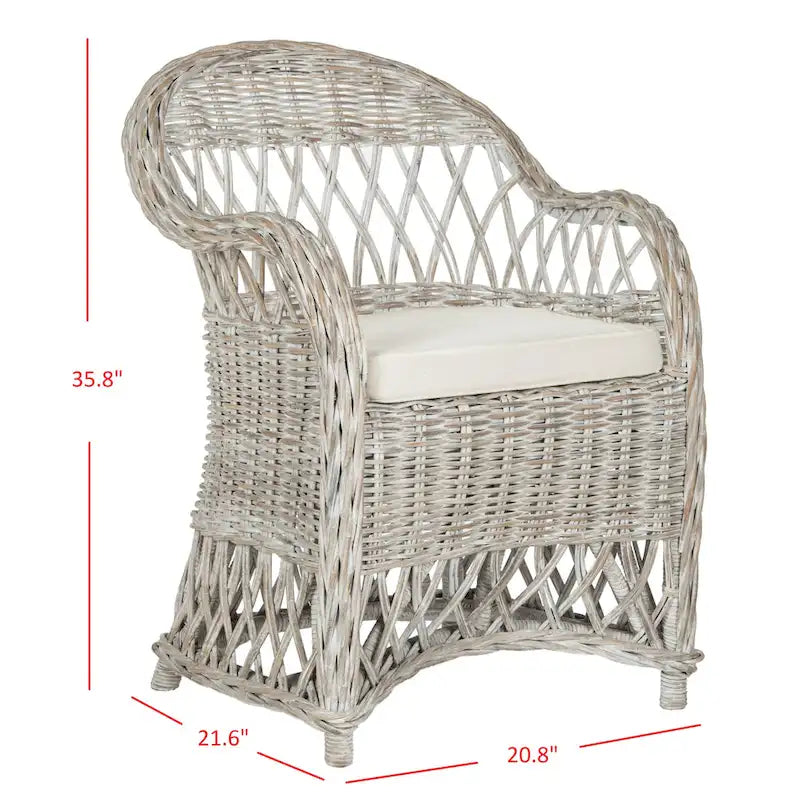 Fauteuil club en rotin naturel – 25.5 x 26.5 x 35.5 – 26Lx27Px36H