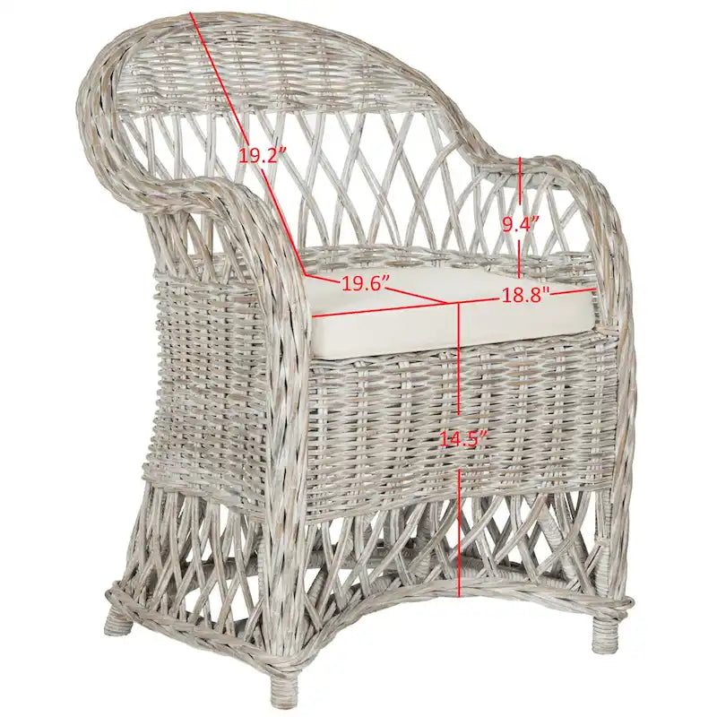 Fauteuil club en rotin naturel – 25.5 x 26.5 x 35.5 – 26Lx27Px36H