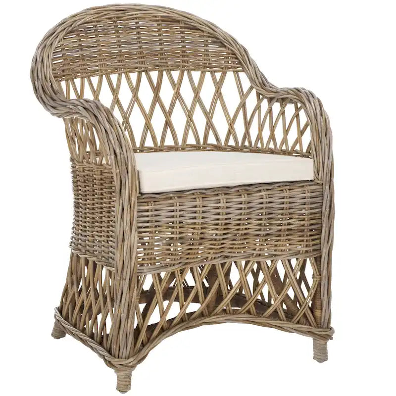 Fauteuil club en rotin naturel – 25.5 x 26.5 x 35.5 – 26Lx27Px36H