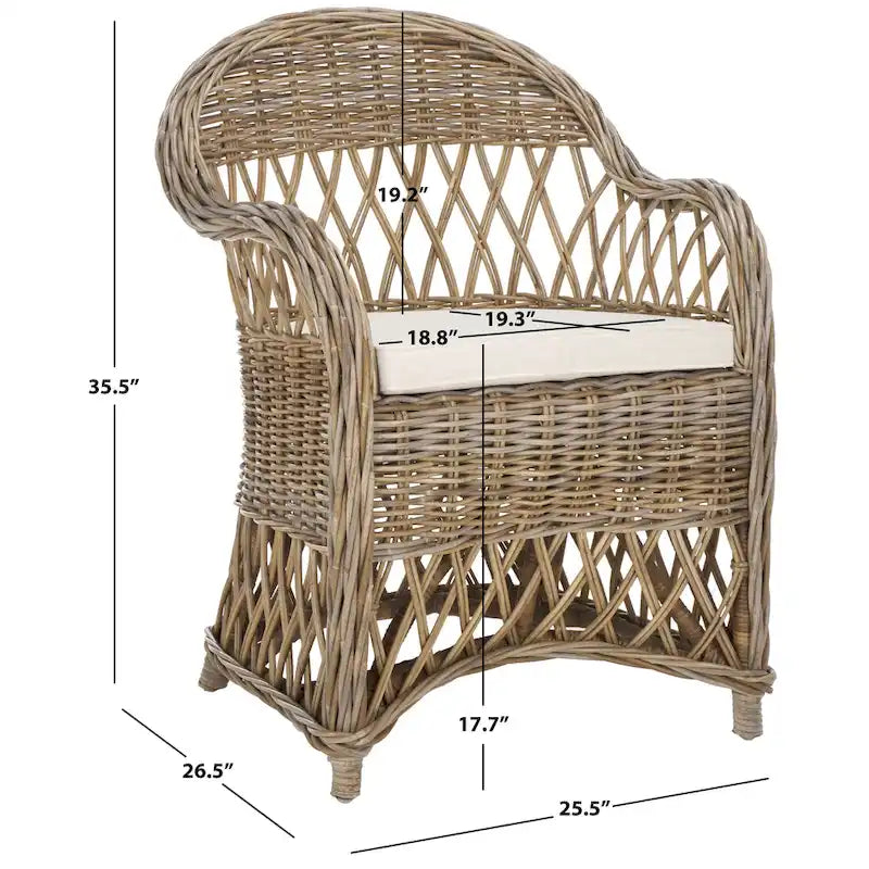 Fauteuil club en rotin naturel – 25.5 x 26.5 x 35.5 – 26Lx27Px36H