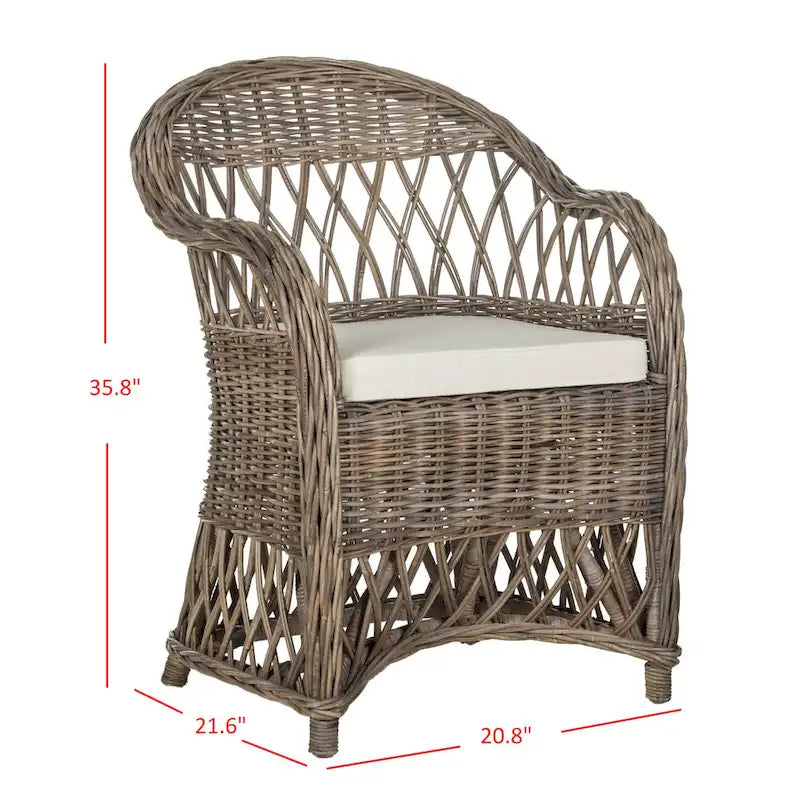Fauteuil club en rotin naturel – 25.5 x 26.5 x 35.5 – 26Lx27Px36H