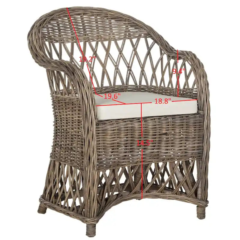 Fauteuil club en rotin naturel – 25.5 x 26.5 x 35.5 – 26Lx27Px36H
