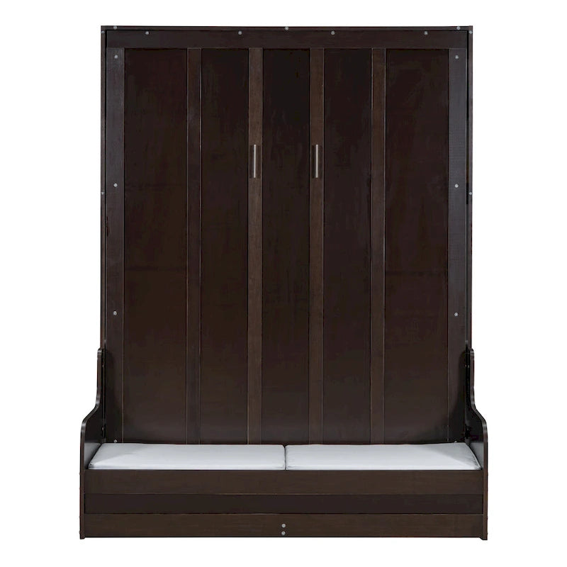Lit escamotable mural en bois avec coussin
