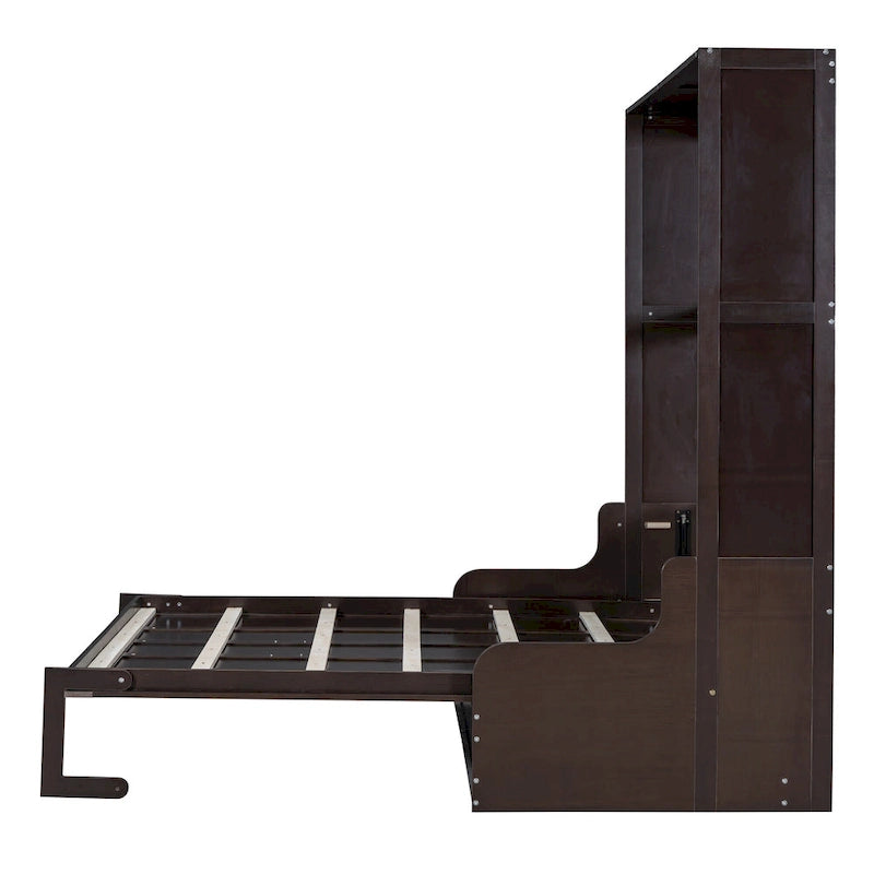 Lit escamotable mural en bois avec coussin