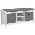 Banc à chaussures avec coussin, banc de rangement d'entrée avec siège rembourré, 2 tiroirs et étagère réglable pour couloir