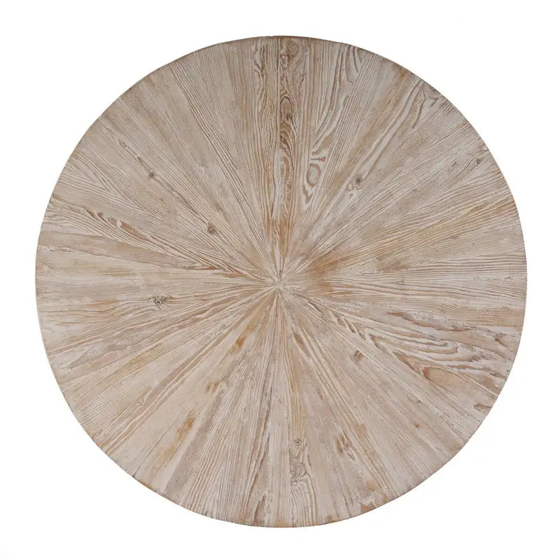 Table basse ronde en bois et fer de 38,5 po (L)
