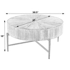 Table basse ronde en bois et fer de 38,5 po (L)