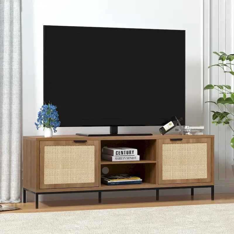 Meuble TV moderne - Meuble console multimédia 2 portes - Centre de divertissement avec 4 armoires de rangement pour téléviseurs jusqu'à 65 pouces - 59
