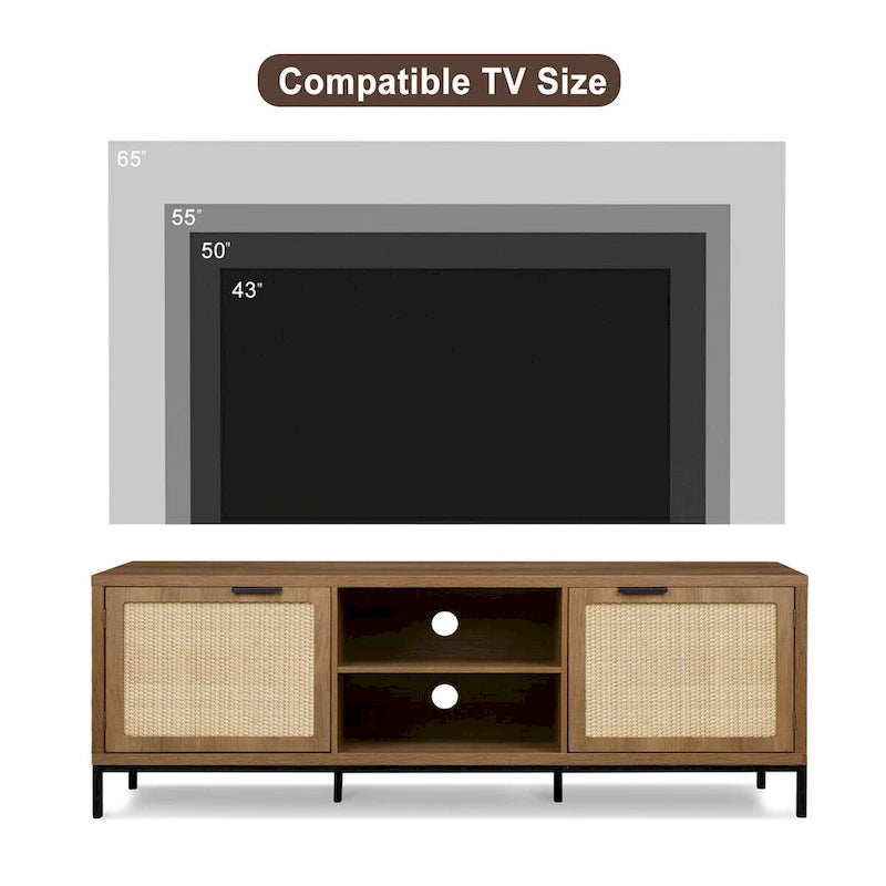 Meuble TV moderne - Meuble console multimédia 2 portes - Centre de divertissement avec 4 armoires de rangement pour téléviseurs jusqu'à 65 pouces - 59