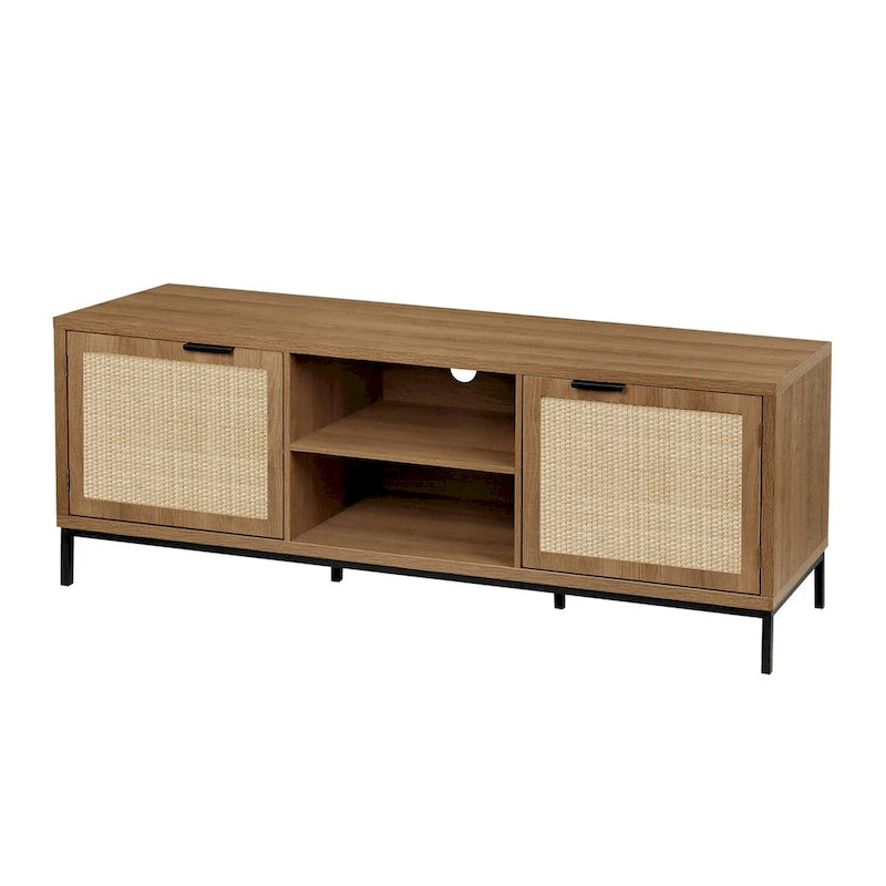 Meuble TV moderne - Meuble console multimédia 2 portes - Centre de divertissement avec 4 armoires de rangement pour téléviseurs jusqu'à 65 pouces - 59