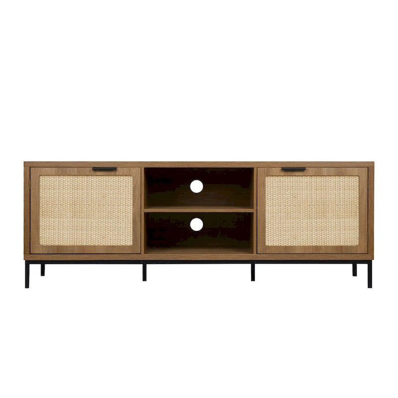 Meuble TV moderne - Meuble console multimédia 2 portes - Centre de divertissement avec 4 armoires de rangement pour téléviseurs jusqu'à 65 pouces - 59