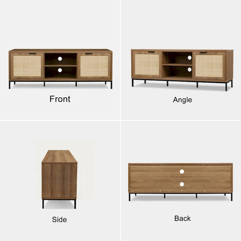 Meuble TV moderne - Meuble console multimédia 2 portes - Centre de divertissement avec 4 armoires de rangement pour téléviseurs jusqu'à 65 pouces - 59