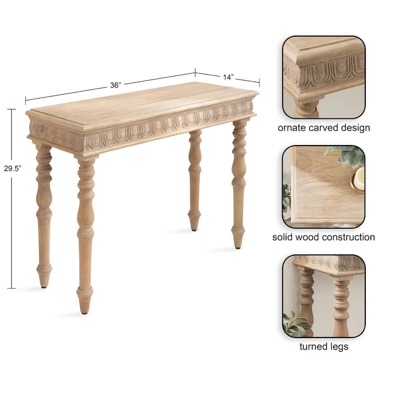 Console en bois sculpté - 36x14x30