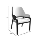 Chaise de salle à manger en cuir avec dossier ouvert incurvé et pieds en bois d'hévéa