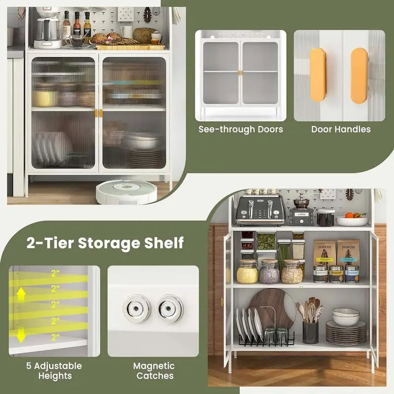 63.5 H Armoire de Cuisine Buffet Organisateur de Garde-Manger Étagère de Boulanger Debout