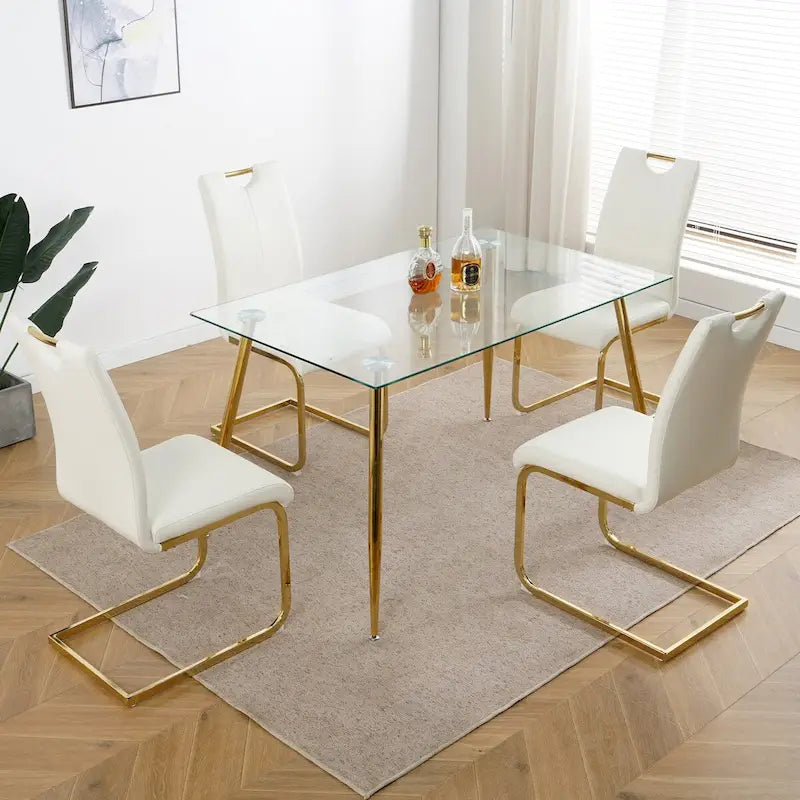 Chaises de salle à manger modernes avec pieds en métal chromé, lot de 4