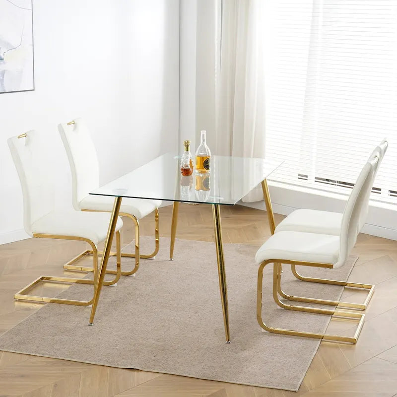 Chaises de salle à manger modernes avec pieds en métal chromé, lot de 4