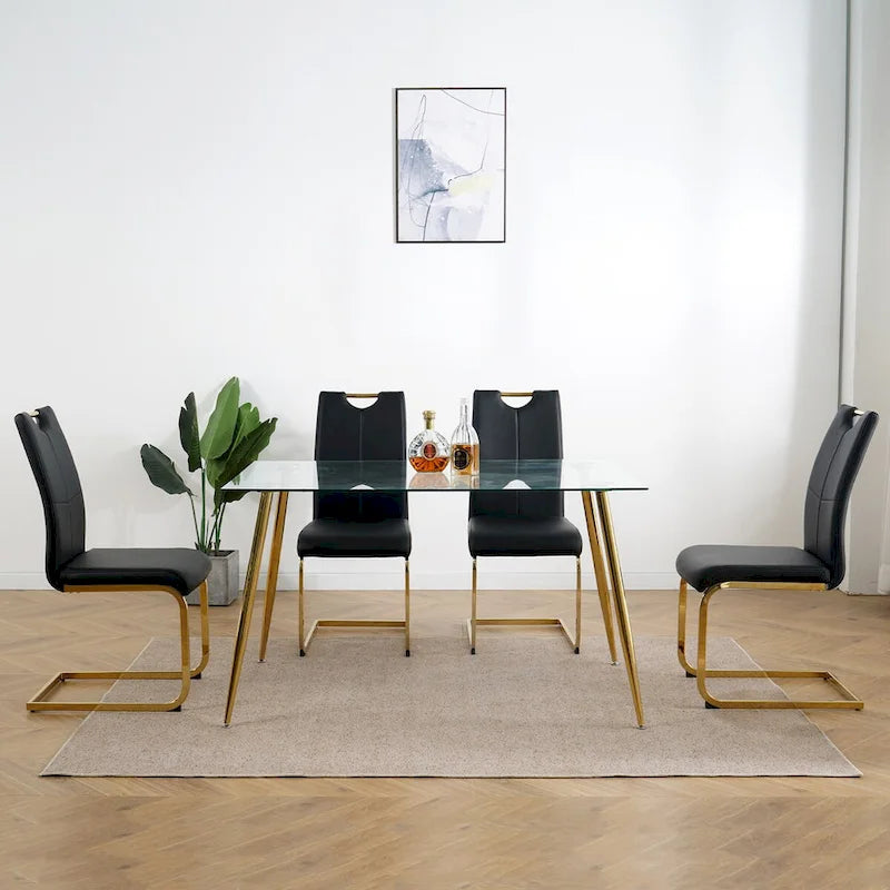 Chaises de salle à manger modernes avec pieds en métal chromé, lot de 4