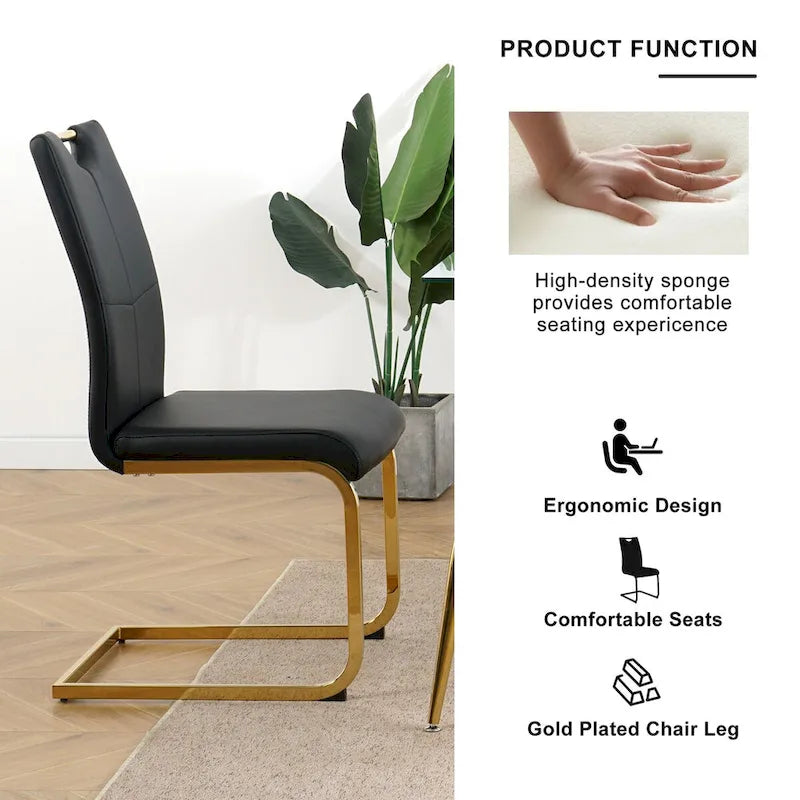 Chaises de salle à manger modernes avec pieds en métal chromé, lot de 4