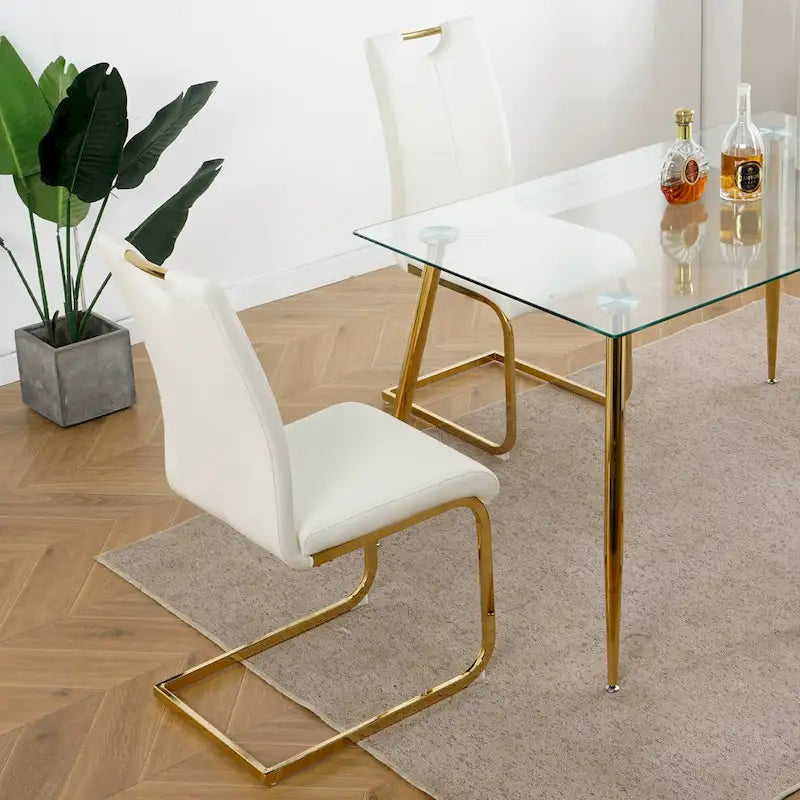 Chaises de salle à manger modernes avec pieds en métal chromé, lot de 4