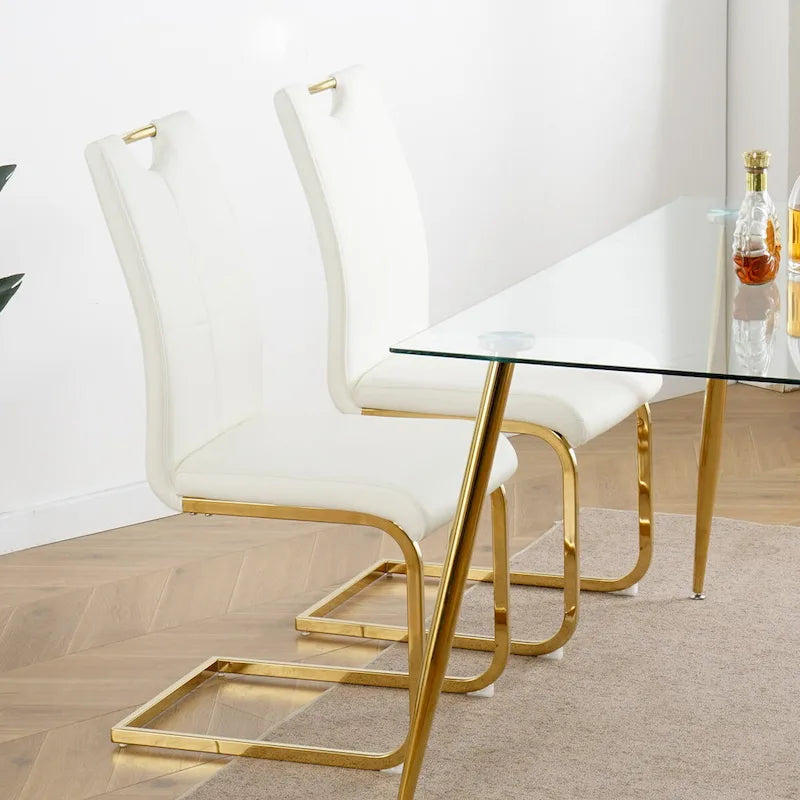 Chaises de salle à manger modernes avec pieds en métal chromé, lot de 4