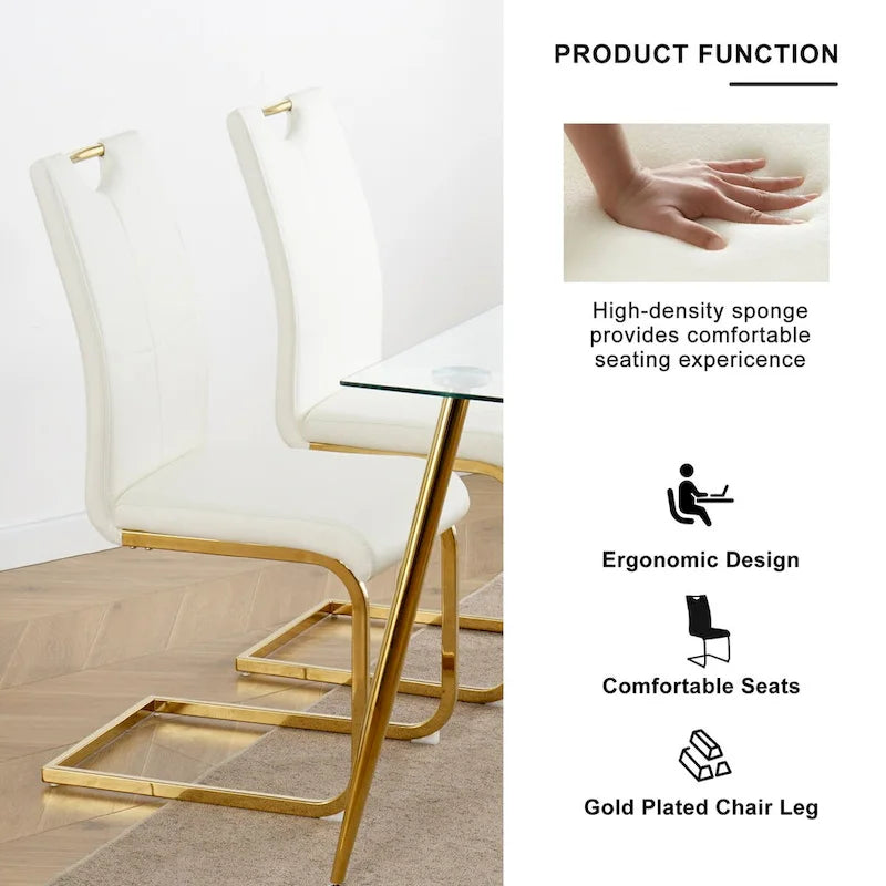 Chaises de salle à manger modernes avec pieds en métal chromé, lot de 4