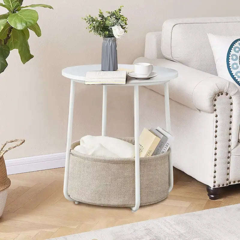Table de chevet moderne avec panier en tissu pour chambre à coucher ou chambre d'enfant